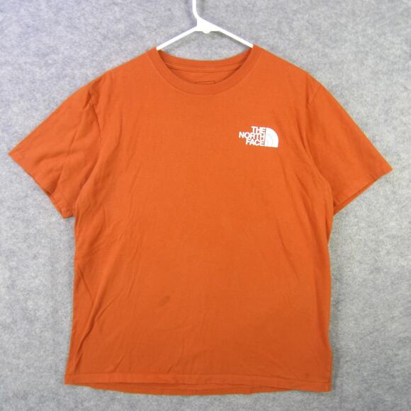 The North Face Shirt Mens Large Orange Never Stop Exploring Back Graphic Tee - Picture 1 of 9